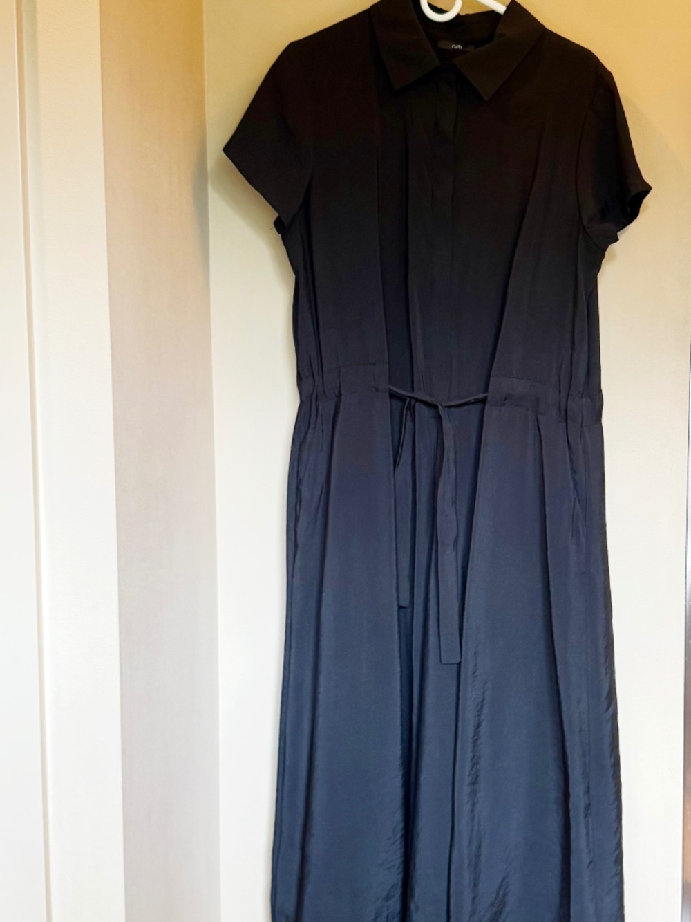 Ruti Collared Zip-Front Jumpsuit, Black, Size M/L